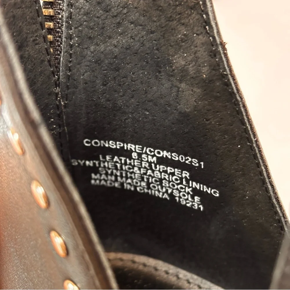 Steve Madden Conspire Studded Leather Ankle Boot Black Size 6.5